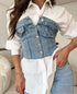 Teksas crop top koji oblikuje struk – Denim statement komad