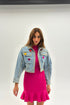 Kratka traper jakna s kristalima – Statement Denim
