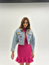 Kratka traper jakna s kristalima – Statement Denim