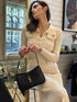 Bež rebrasta knit haljina – Soft Power look