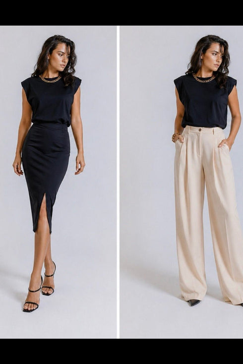 Oversized majica s naramenicama – Chain Detail look