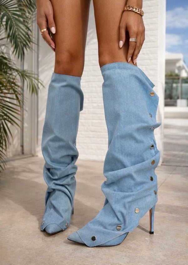 Denim čizme Blue Slouch