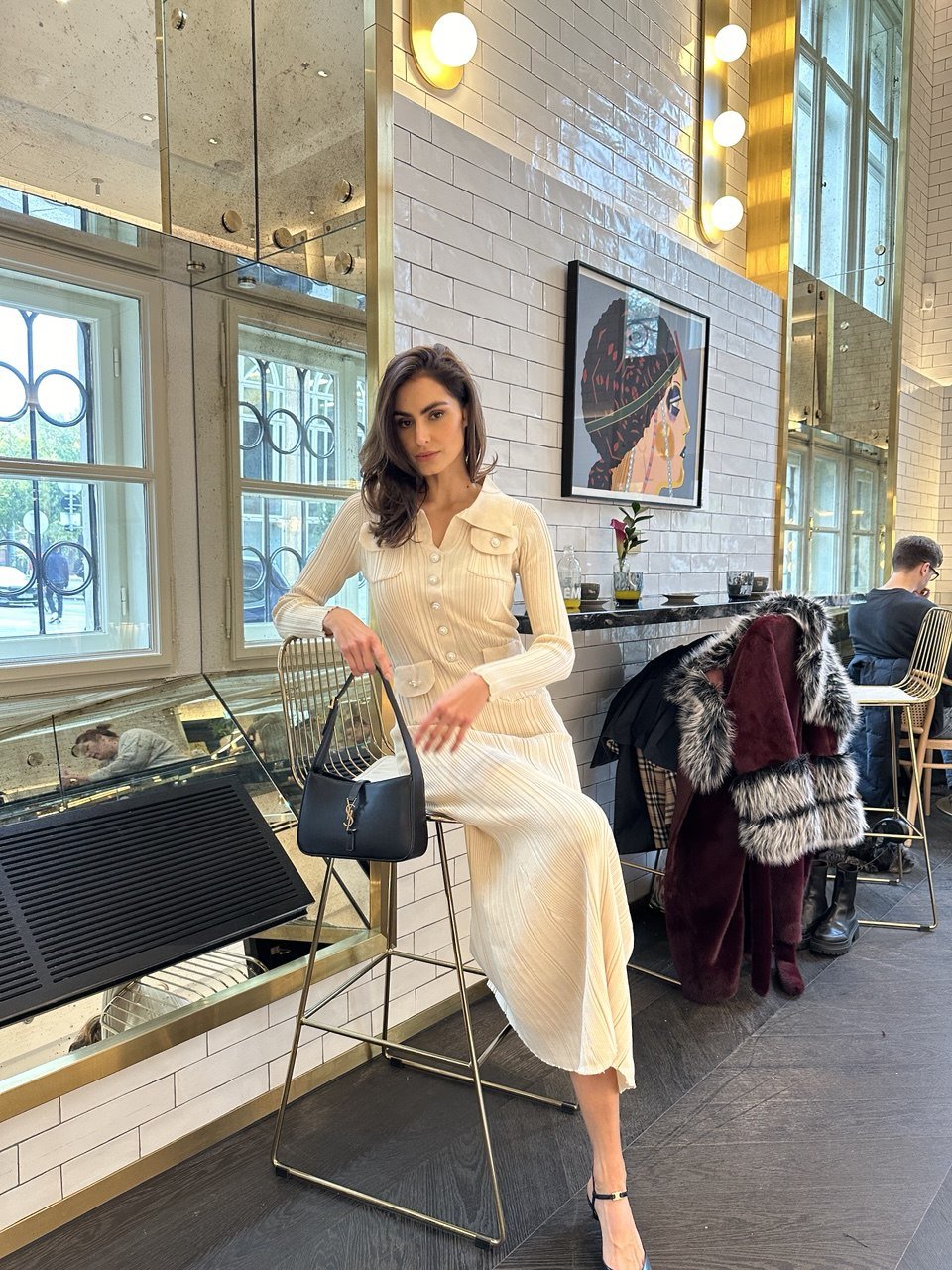 Bež rebrasta knit haljina – Soft Power look