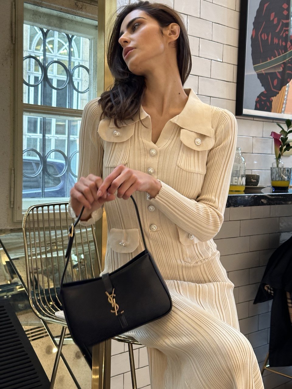 Bež rebrasta knit haljina – Soft Power look