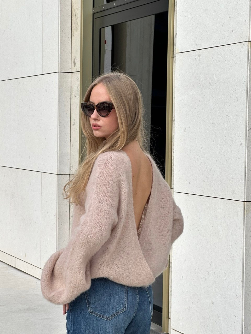 Livia Cloud – moher džemper na dva načina, puder roza
